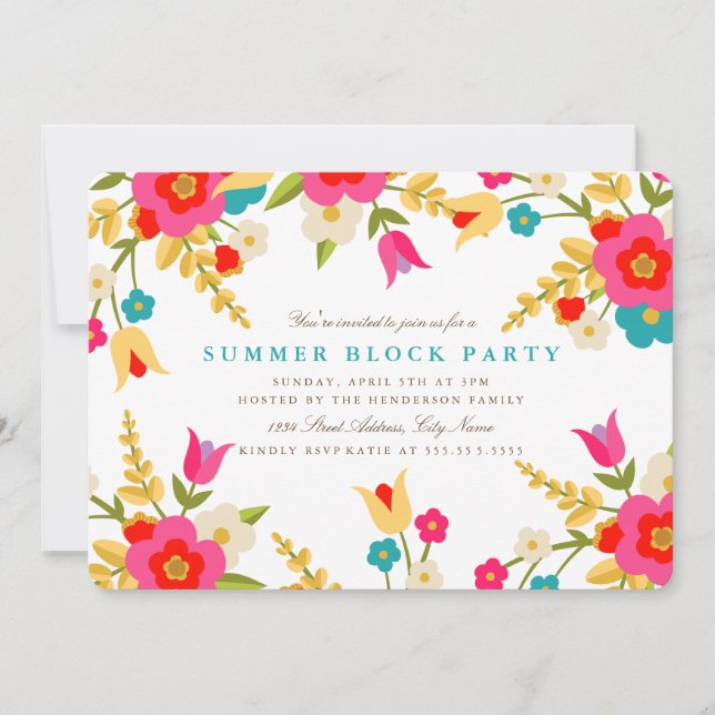 Invitación a Fiesta de verano de Flores de País (Anverso)