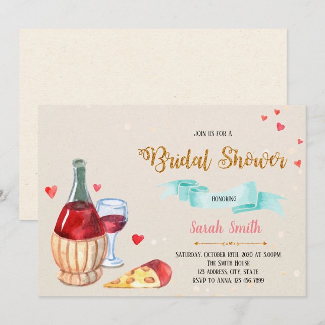 invitación a fiesta de vino y queso (Anverso / Reverso)