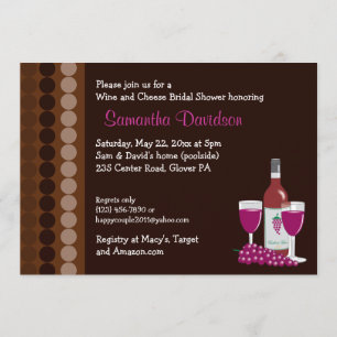 Invitación a Fiesta de vino y queso 5x7 con ducha