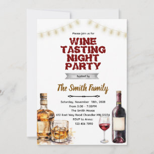 invitación a fiesta de Whiskey y Vino 