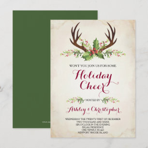 Invitación a Fiesta Deer Antler - Navidades