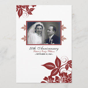 Invitación a Fiesta del aniversario de Flores (roj