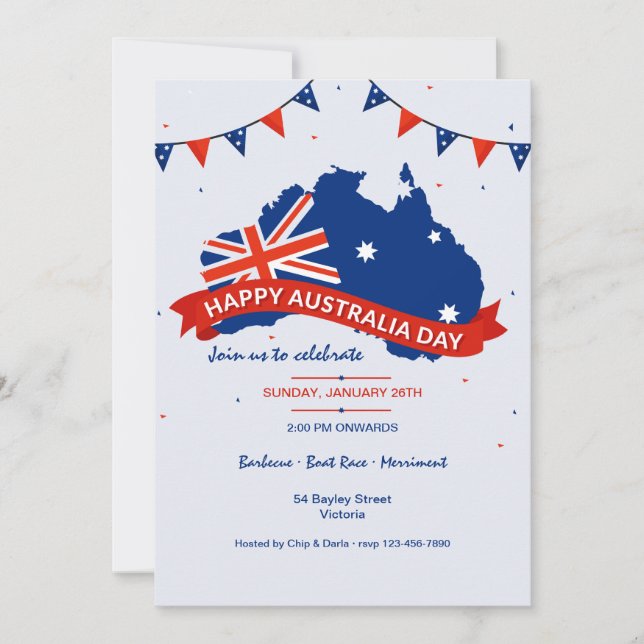 Invitación a fiesta del Día de Australia (Anverso)