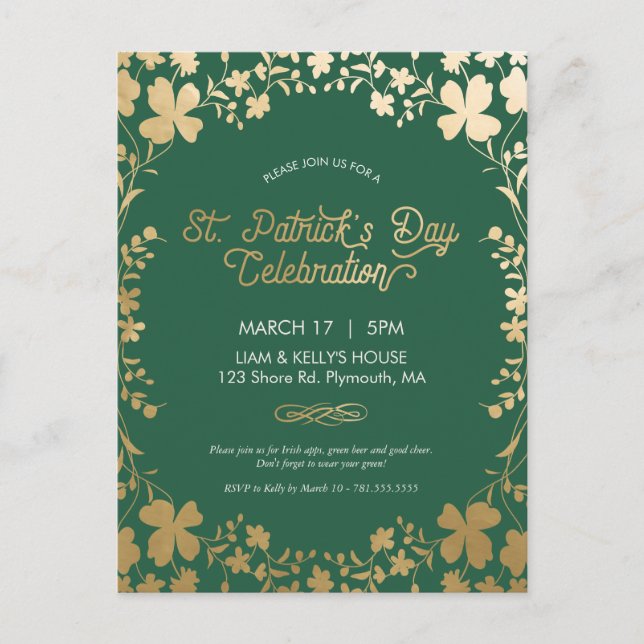 Invitación a Fiesta del Día de San Patricio - Post (Anverso)