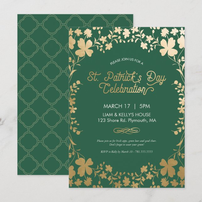 Invitación a Fiesta del Día de San Patricio - Tarj (Anverso / Reverso)
