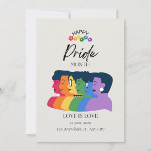 Invitación a fiesta del mes del Orgullo LGBTQ por