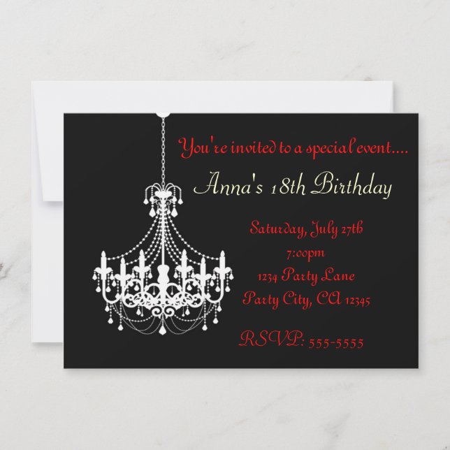 Invitación a fiesta elegante de candelabro en negr (Anverso)