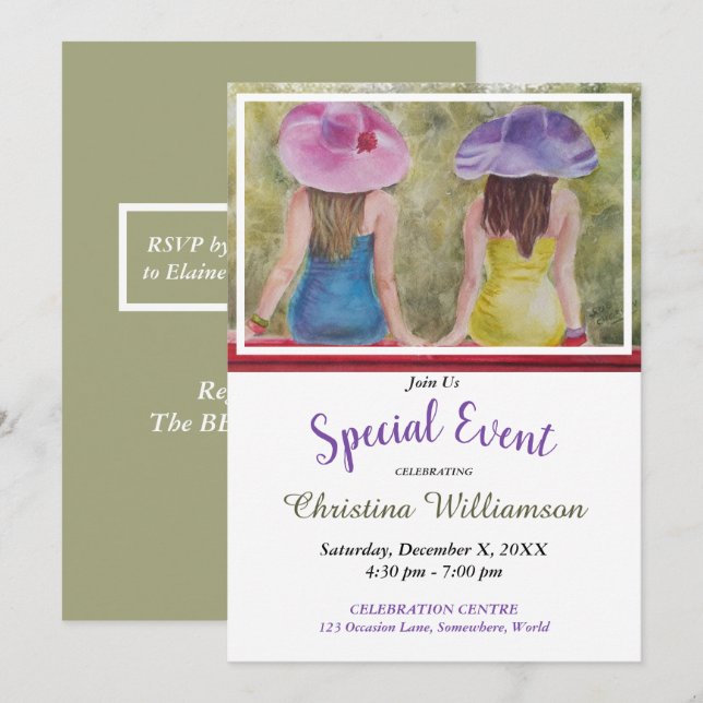 INVITACIÓN A FIESTA EN EL BANCO ROJO DEL PARQUE (Anverso / Reverso)