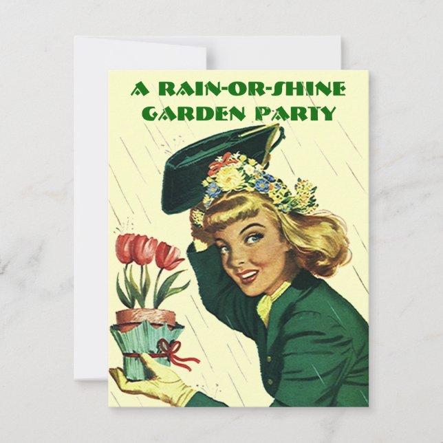 Invitación a fiesta en el jardín retro ~ Fácil de  (Anverso)