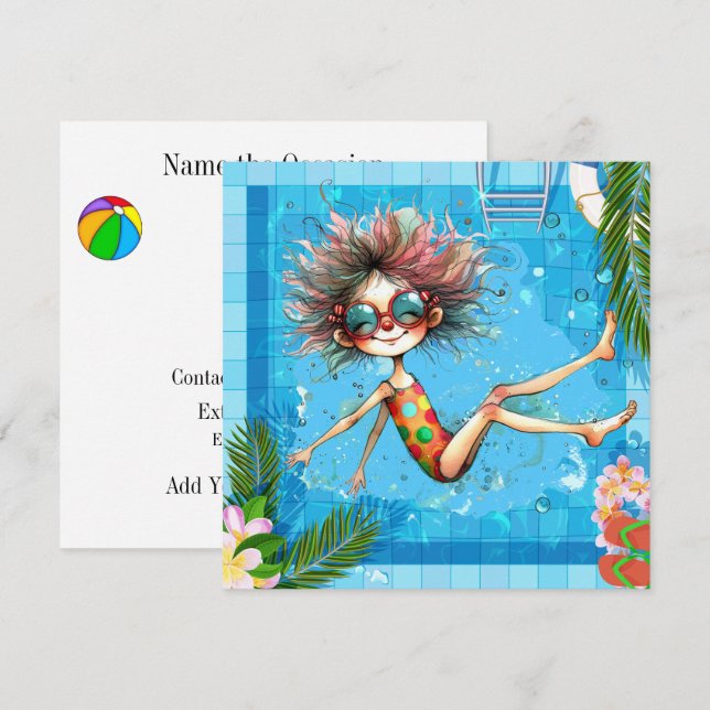 Invitación a Fiesta en la Piscina (Anverso / Reverso)