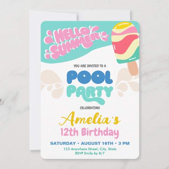 Invitación a Fiesta en la Piscina (Anverso)