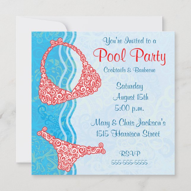 Invitación a Fiesta en la Piscina (Anverso)
