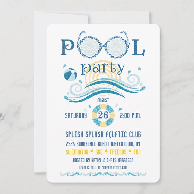 Invitación a Fiesta en la Piscina (Anverso)