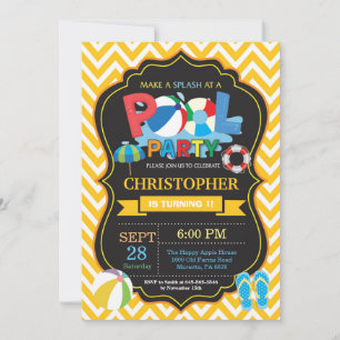 Invitación a Fiesta en la Piscina Amarillo Splash
