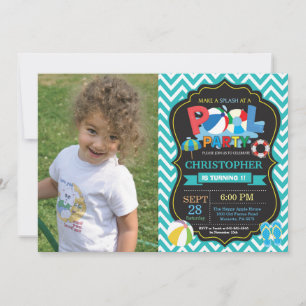 Invitación a Fiesta en la Piscina Aqua Splash Boy