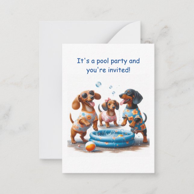 Invitación a fiesta en la piscina con tema de Dach (Anverso)