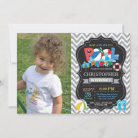 Invitación a Fiesta en la Piscina Gris Splish Spla