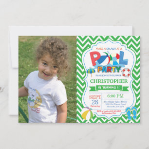 Invitación a Fiesta en la Piscina Verde Splish Spl