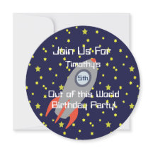 Invitación a fiesta espacial de un barco con cohet