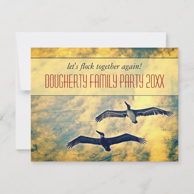Invitación a fiesta familiar de Pelicans Flying (Anverso)