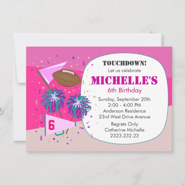 Invitación a fiesta infantil de Chica de fútbol (Anverso)