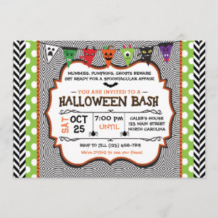 Invitación a fiesta infantil de Halloween, invitac