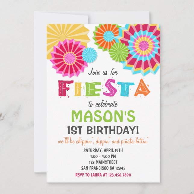 Invitación a Fiesta Mexicana de Cumpleaños (Anverso)
