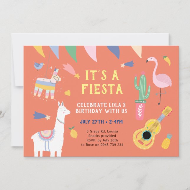 Invitación a fiesta mexicana de la Fiesta, Llama (Anverso)