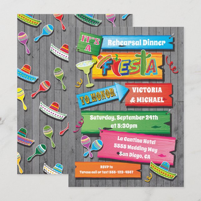 Invitación a Fiesta Mexicana de Planes de Madera R (Anverso / Reverso)