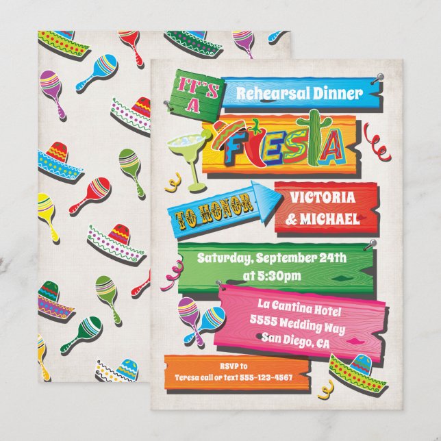 Invitación a Fiesta Mexicana de Planes de Madera R (Anverso / Reverso)