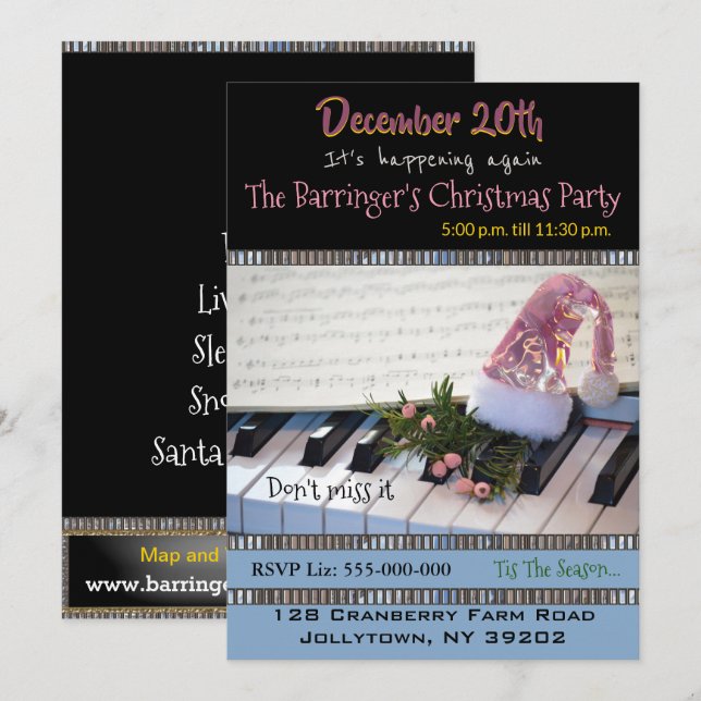 Invitación a fiesta musical de piano (Anverso / Reverso)