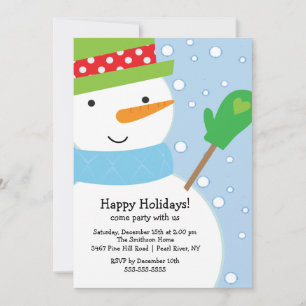 Invitación a fiesta navideña de Snowman