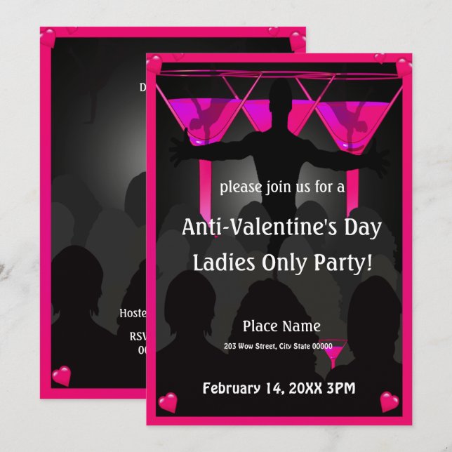 Invitación a fiesta nocturna anti Día de San Valen (Anverso / Reverso)