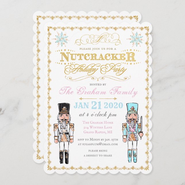 Invitación a fiesta nutcracker de invierno (Anverso / Reverso)