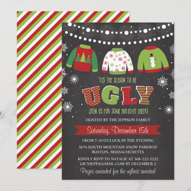Invitación a fiesta para Navidades de festividad s (Anverso / Reverso)