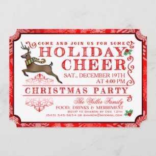 Invitación a fiesta para Navidades de renos en vac