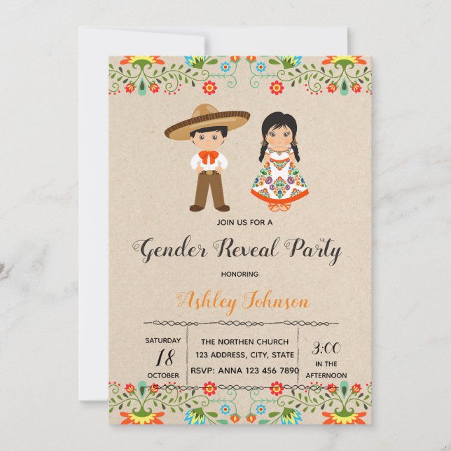 Invitación a fiesta para revelar género (Anverso)