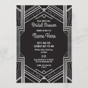 Invitación a Fiesta plateado del Art Deco de 1920 