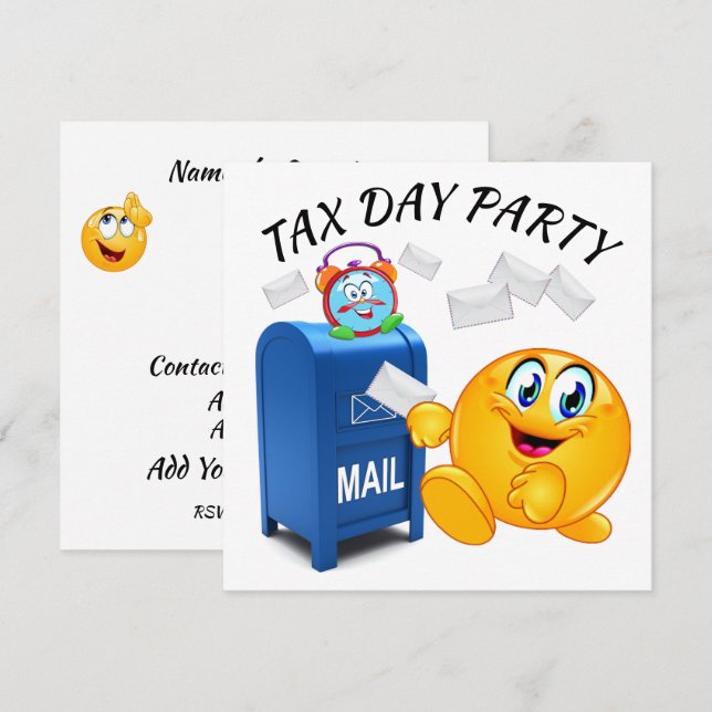 Invitación a fiesta por el Día del Impuesto (Anverso / Reverso)