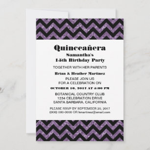 Invitación a Fiesta Purpurina Quinceañera de viole