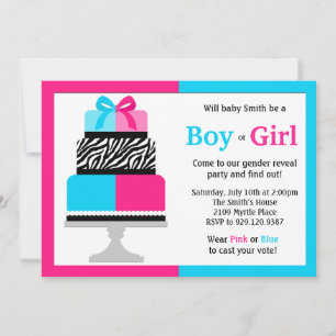 Invitación a fiesta reveladora de género pastel az