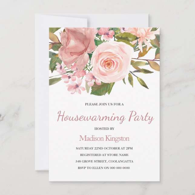 Invitación a Fiesta Rosa de Rubor rosado Gold para (Anverso)