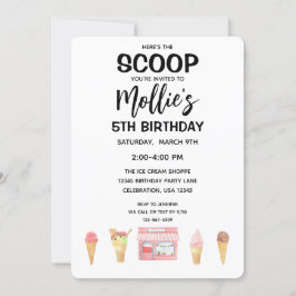 Invitación a fiesta rosada del crema de hielo del