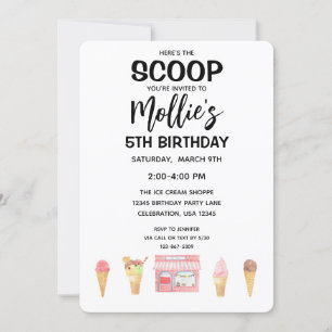 Invitación a fiesta rosada del crema de hielo del