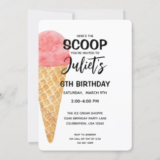 Invitación a fiesta rosada del crema de hielo del