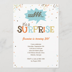Invitación a fiesta sorpresa de Confetti Shower