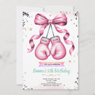 invitación a fiesta temática de boxeo de chicas