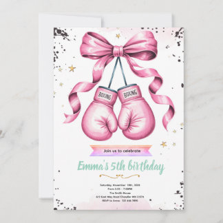 invitación a fiesta temática de boxeo de chicas
