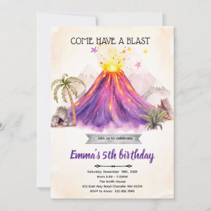 Invitación a fiesta temática de chica volcán