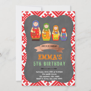 Invitación a fiesta temática de Matryoshka